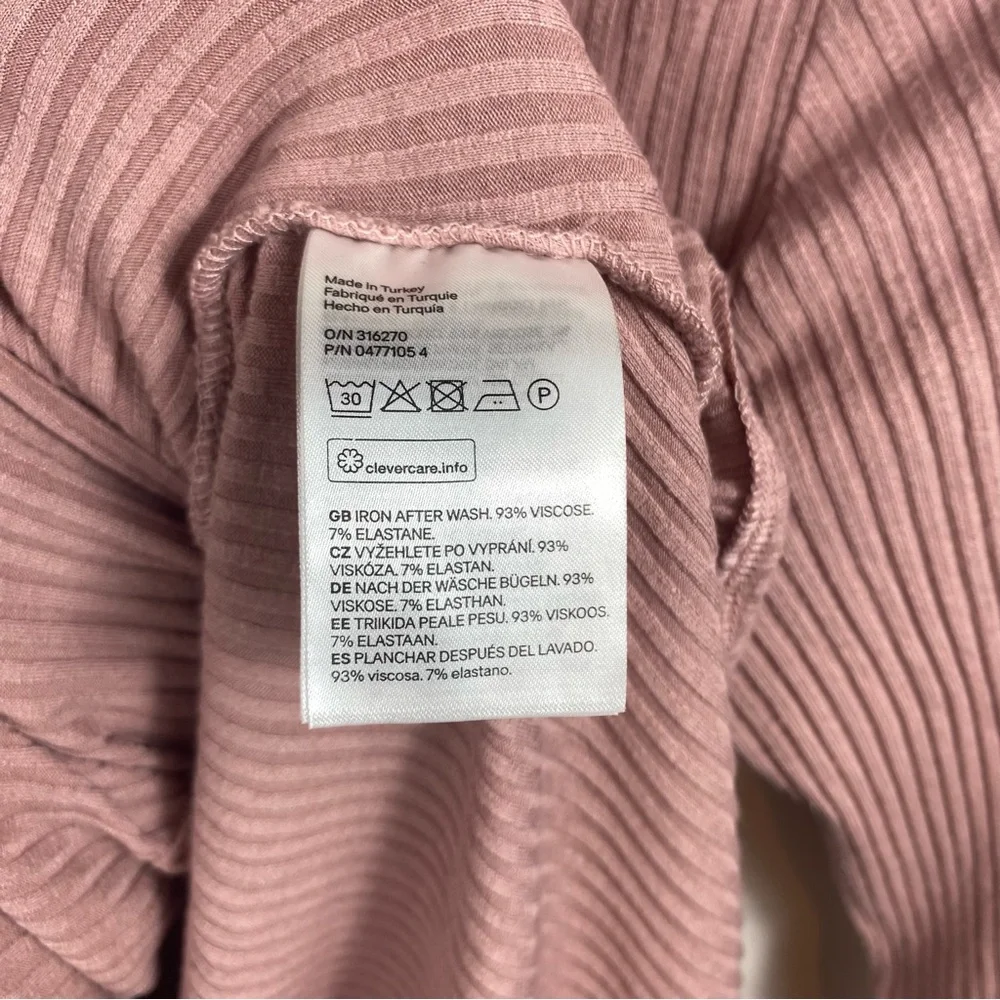 H&M Women’s XL Bodysuit Ribbed Lace Up Mauve - Picture 4 of 7
